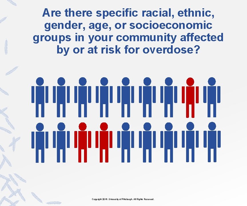 Are there specific racial, ethnic, gender, age, or socioeconomic groups in your community affected