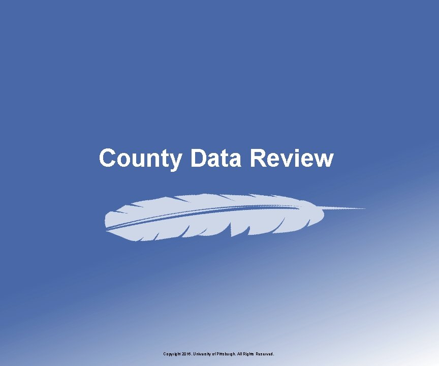 County Data Review Copyright 2016, University of Pittsburgh. All Rights Reserved. 