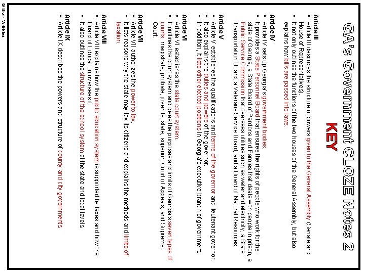 GA’s Government CLOZE Notes 2 KEY Article III • Article III describes the structure