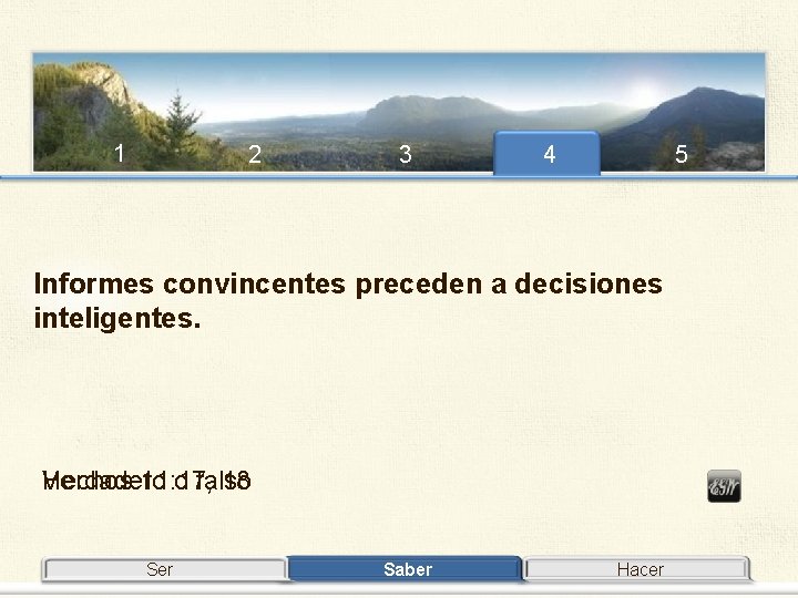 1 2 3 4 5 Informes convincentes preceden a decisiones inteligentes. Verdadero Hechos 11: