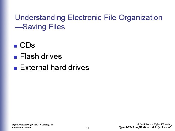 Understanding Electronic File Organization —Saving Files n n n CDs Flash drives External hard