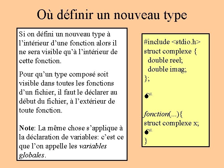 Où définir un nouveau type Si on défini un nouveau type à l’intérieur d’une Où définir un nouveau type Si on défini un nouveau type à l’intérieur d’une