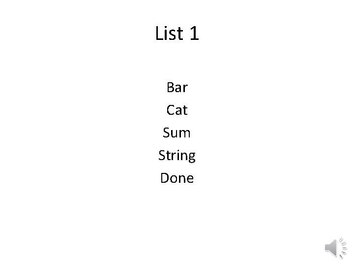 List 1 Bar Cat Sum String Done 