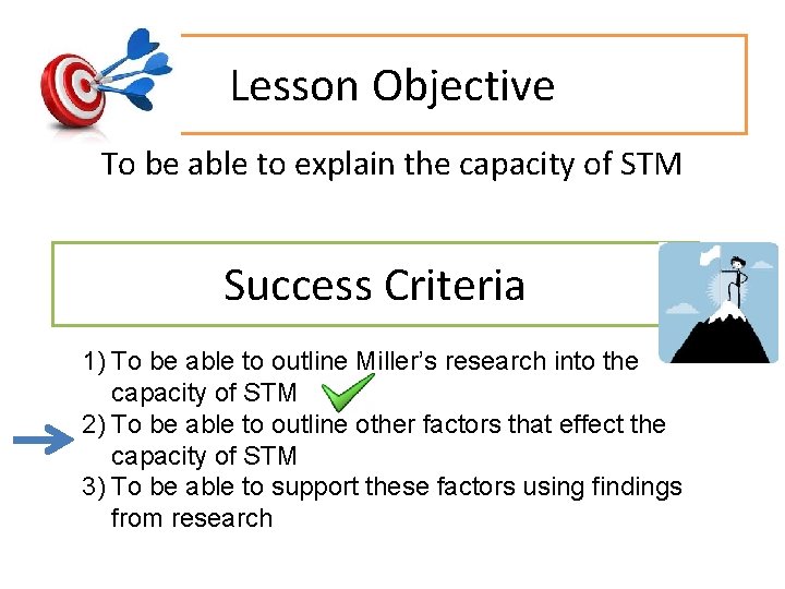 Lesson Objective To be able to explain the capacity of STM Success Criteria 1)