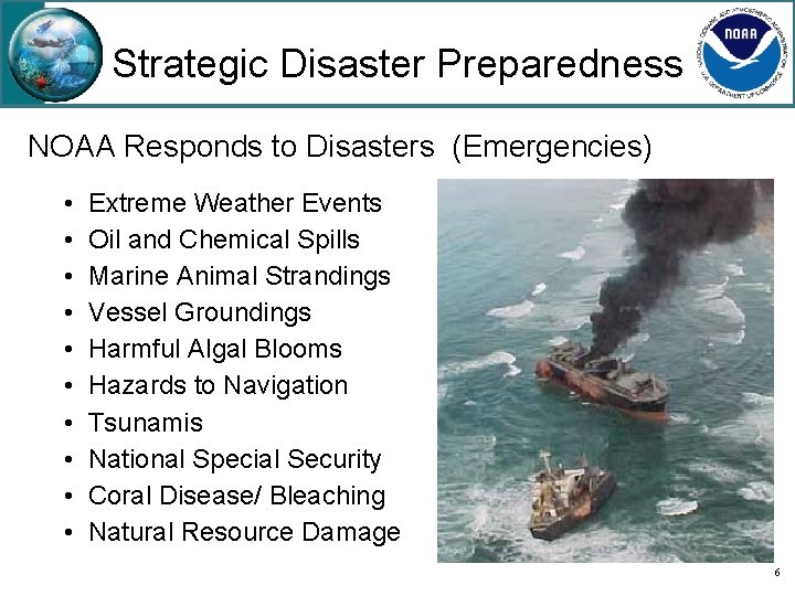 Strategic Disaster Preparedness NOAA Responds to Disasters (Emergencies) • • • Extreme Weather Events