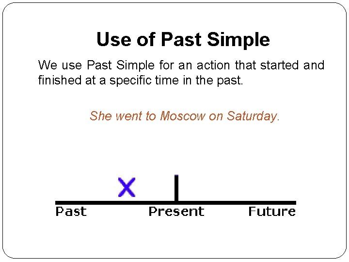 Use of Past Simple We use Past Simple for an action that started and