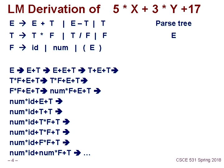 LM Derivation of 5 * X + 3 * Y +17 E E +