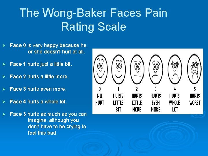 The Wong-Baker Faces Pain Rating Scale Ø Face 0 is very happy because he