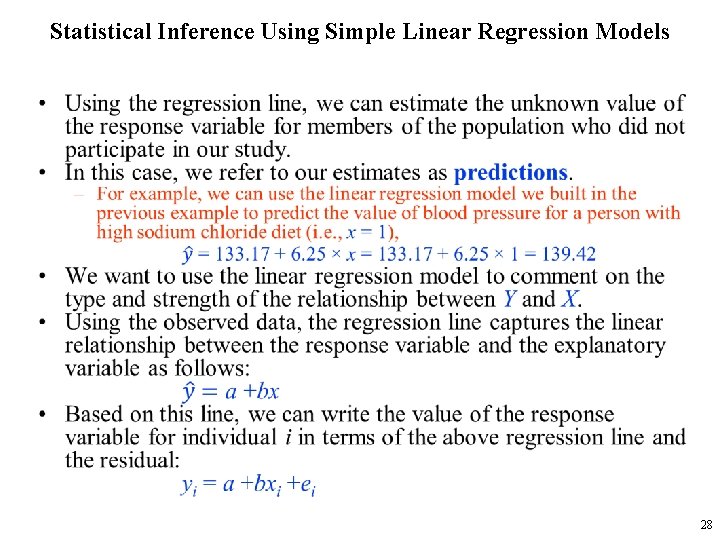 Statistical Inference Using Simple Linear Regression Models • 28 