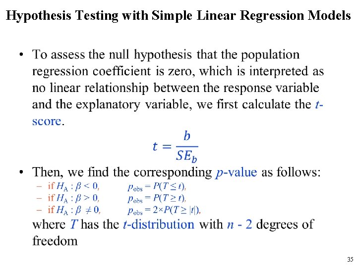 Hypothesis Testing with Simple Linear Regression Models • 35 