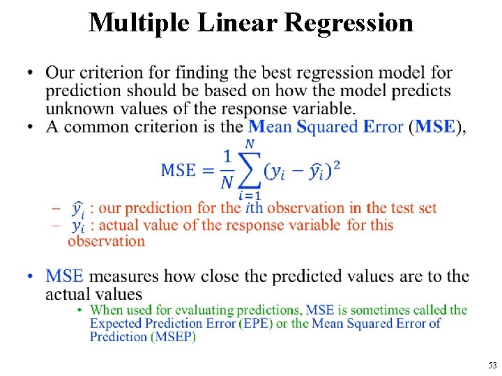 Multiple Linear Regression • 53 