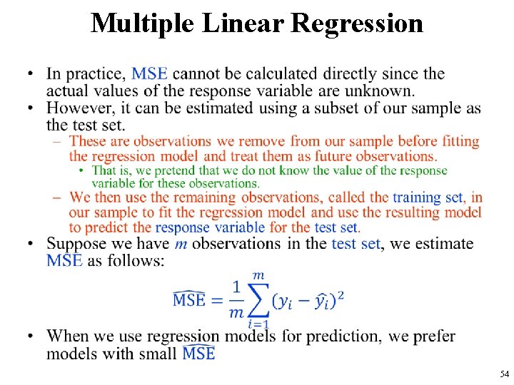 Multiple Linear Regression • 54 