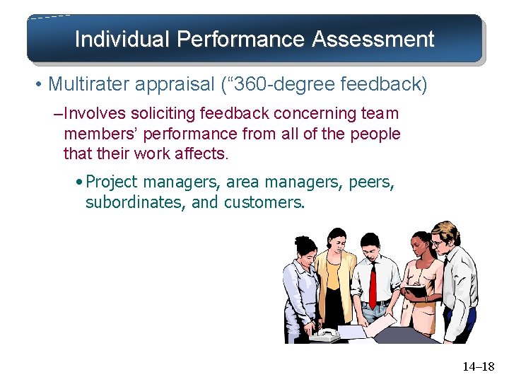 Individual Performance Assessment • Multirater appraisal (“ 360 -degree feedback) – Involves soliciting feedback