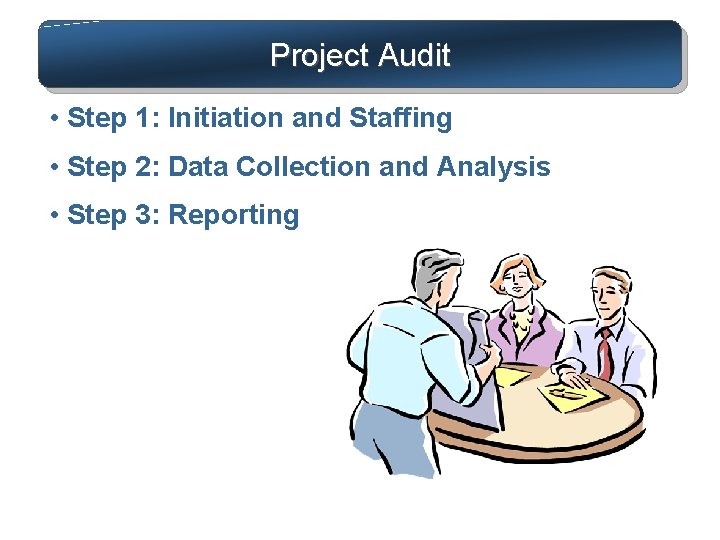 Project Audit • Step 1: Initiation and Staffing • Step 2: Data Collection and