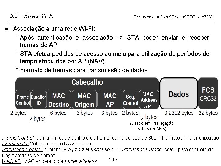 5. 2 – Redes Wi-Fi n Segurança Informática / ISTEC - 17/18 Associação a