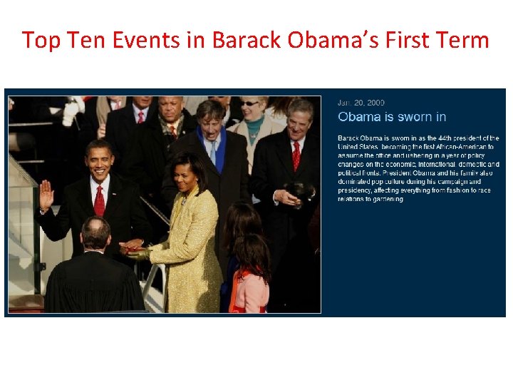 Top Ten Events in Barack Obama’s First Term 
