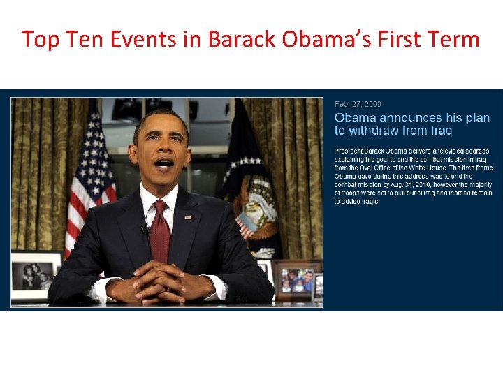 Top Ten Events in Barack Obama’s First Term 
