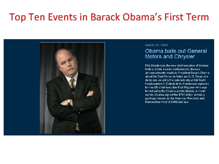 Top Ten Events in Barack Obama’s First Term 