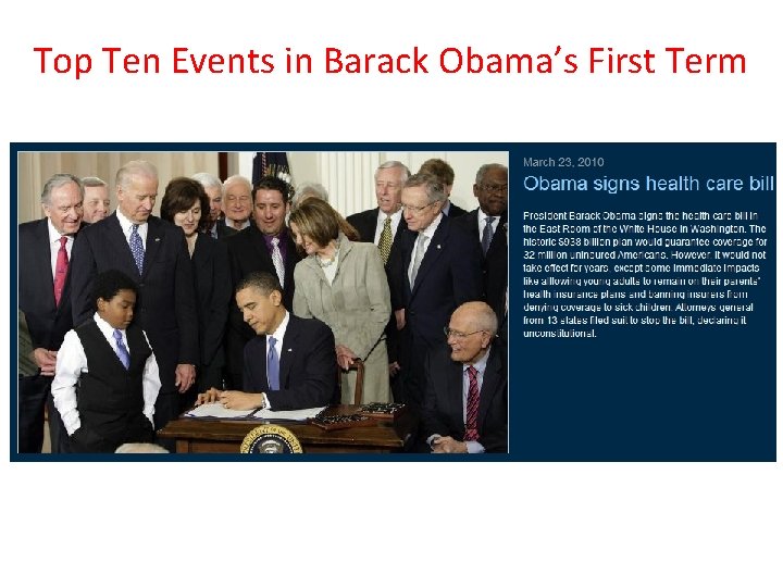 Top Ten Events in Barack Obama’s First Term 