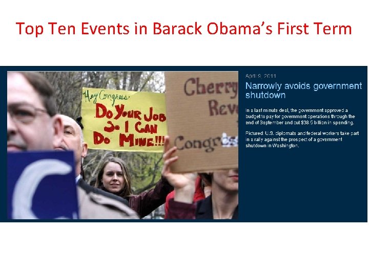Top Ten Events in Barack Obama’s First Term 