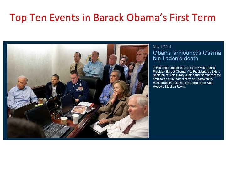 Top Ten Events in Barack Obama’s First Term 