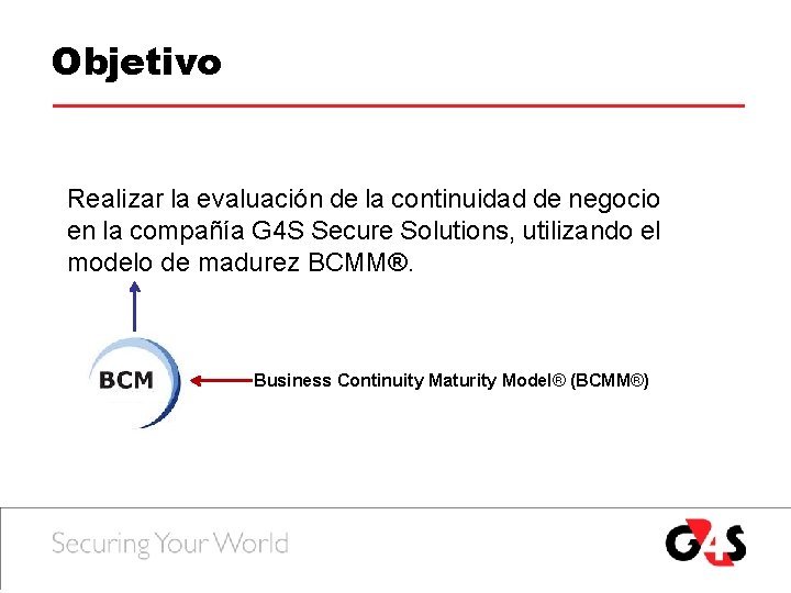 Objetivo Realizar la evaluación de la continuidad de negocio en la compañía G 4 Objetivo Realizar la evaluación de la continuidad de negocio en la compañía G 4