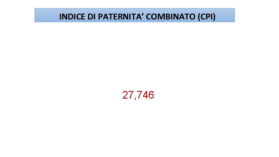 INDICE DI PATERNITA’ COMBINATO (CPI) 27, 746 