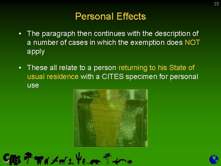 23 Personal Effects • The paragraph then continues with the description of a number