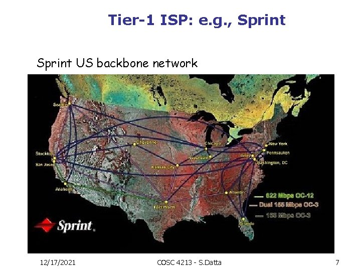 Tier-1 ISP: e. g. , Sprint US backbone network 12/17/2021 COSC 4213 - S.