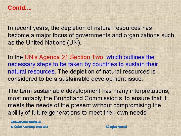 Contd. . In recent years, the depletion of natural resources has become a major Contd. . In recent years, the depletion of natural resources has become a major