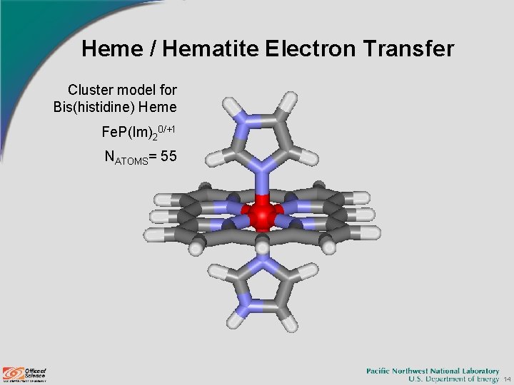 Heme / Hematite Electron Transfer Cluster model for Bis(histidine) Heme Fe. P(Im)20/+1 NATOMS= 55 Heme / Hematite Electron Transfer Cluster model for Bis(histidine) Heme Fe. P(Im)20/+1 NATOMS= 55
