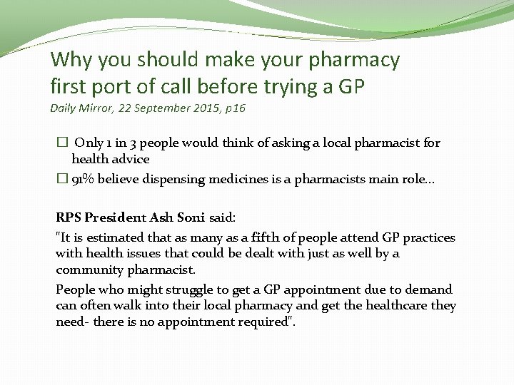 Why you should make your pharmacy first port of call before trying a GP