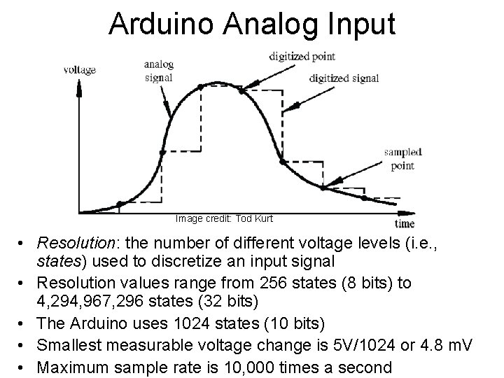 Arduino Analog Input Image credit: Tod Kurt • Resolution: the number of different voltage