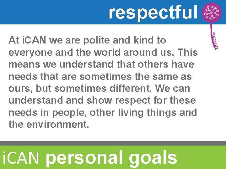 respectful At i. CAN we are polite and kind to everyone and the world