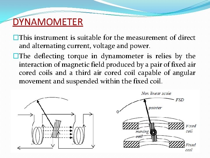 DYNAMOMETER �This instrument is suitable for the measurement of direct and alternating current, voltage