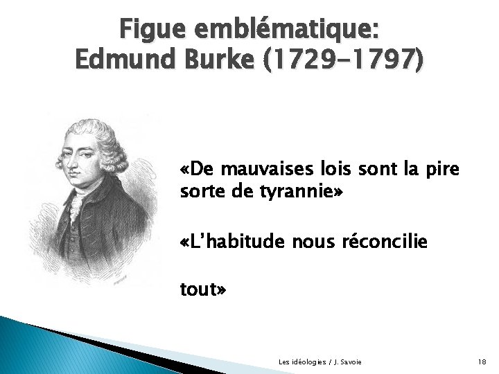 Figue emblématique: Edmund Burke (1729 -1797) «De mauvaises lois sont la pire sorte de