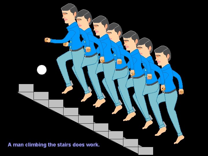 A man climbing the stairs does work. 