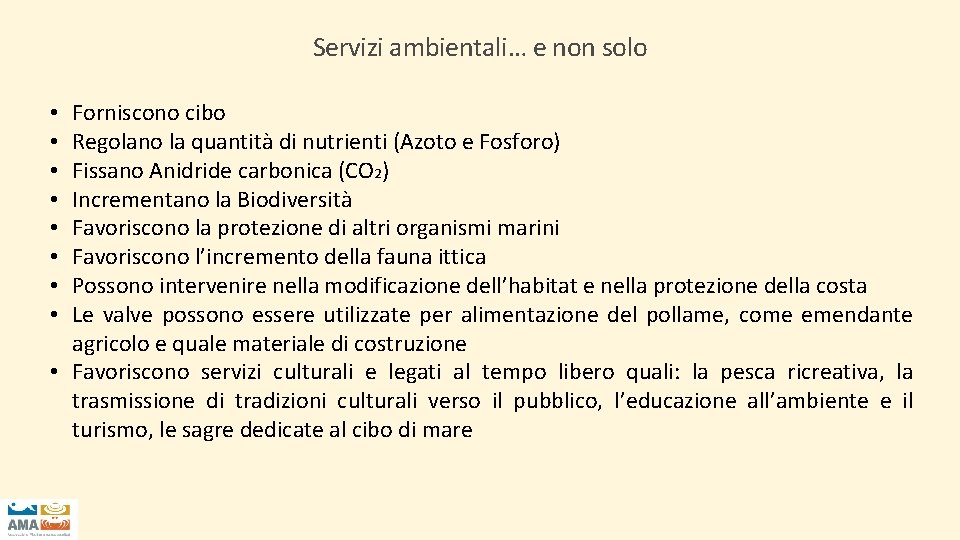 Servizi ambientali… e non solo Forniscono cibo Regolano la quantità di nutrienti (Azoto e