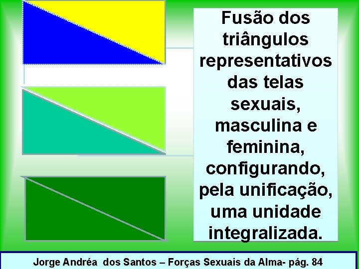 Fusão dos triângulos representativos das telas sexuais, masculina e feminina, configurando, pela unificação, uma