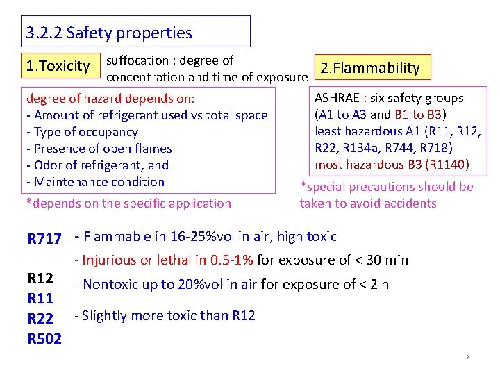 3. 2. 2 Safety properties 1. Toxicity suffocation : degree of concentration and time