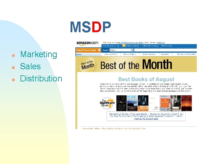 MSDP n n n Marketing Sales Distribution 