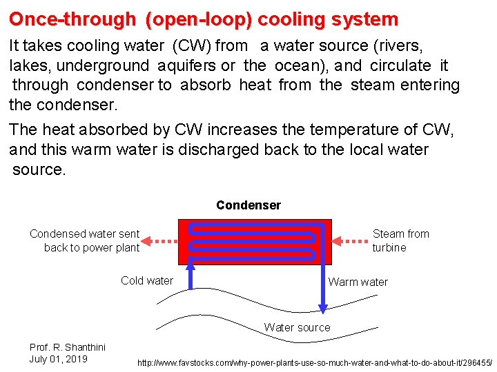 Once-through (open-loop) cooling system It takes cooling water (CW) from a water source (rivers,