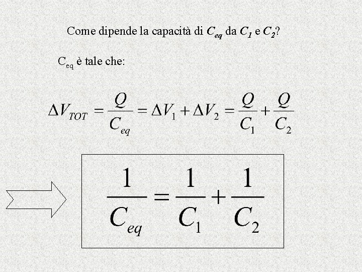 Come dipende la capacità di Ceq da C 1 e C 2? Ceq è