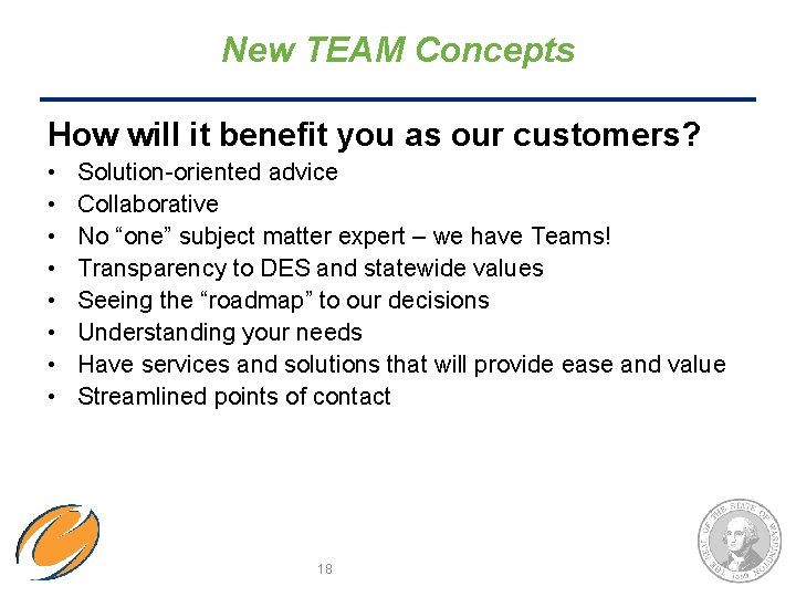 New TEAM Concepts How will it benefit you as our customers? • • Solution-oriented New TEAM Concepts How will it benefit you as our customers? • • Solution-oriented