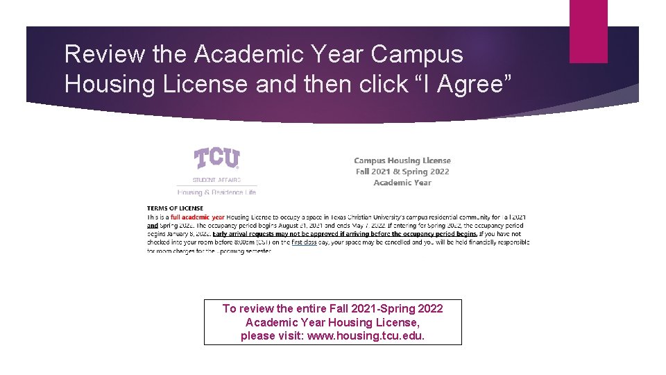 Current Student Fall 2021 Spring 2022 Housing Application