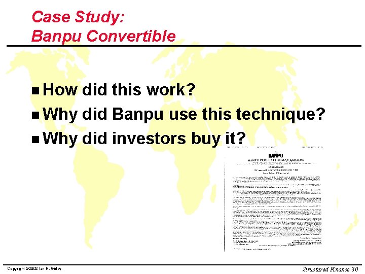 Case Study: Banpu Convertible n How did this work? n Why did Banpu use