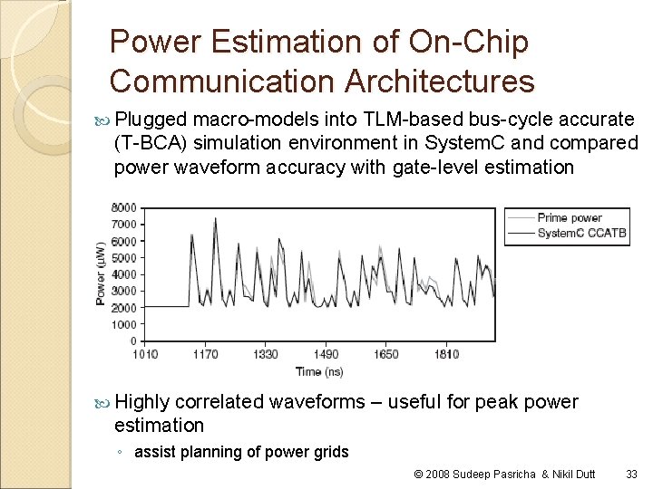 Power Estimation of On-Chip Communication Architectures Plugged macro-models into TLM-based bus-cycle accurate (T-BCA) simulation