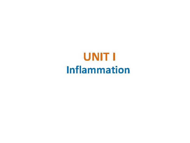 UNIT I Inflammation 