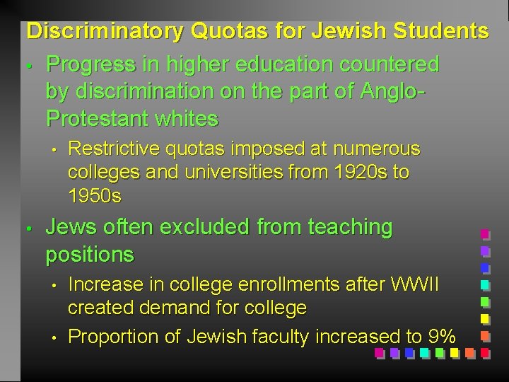 Discriminatory Quotas for Jewish Students • Progress in higher education countered by discrimination on