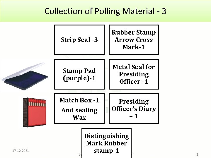 Collection of Polling Material - 3 17 -12 -2021 Strip Seal -3 Rubber Stamp